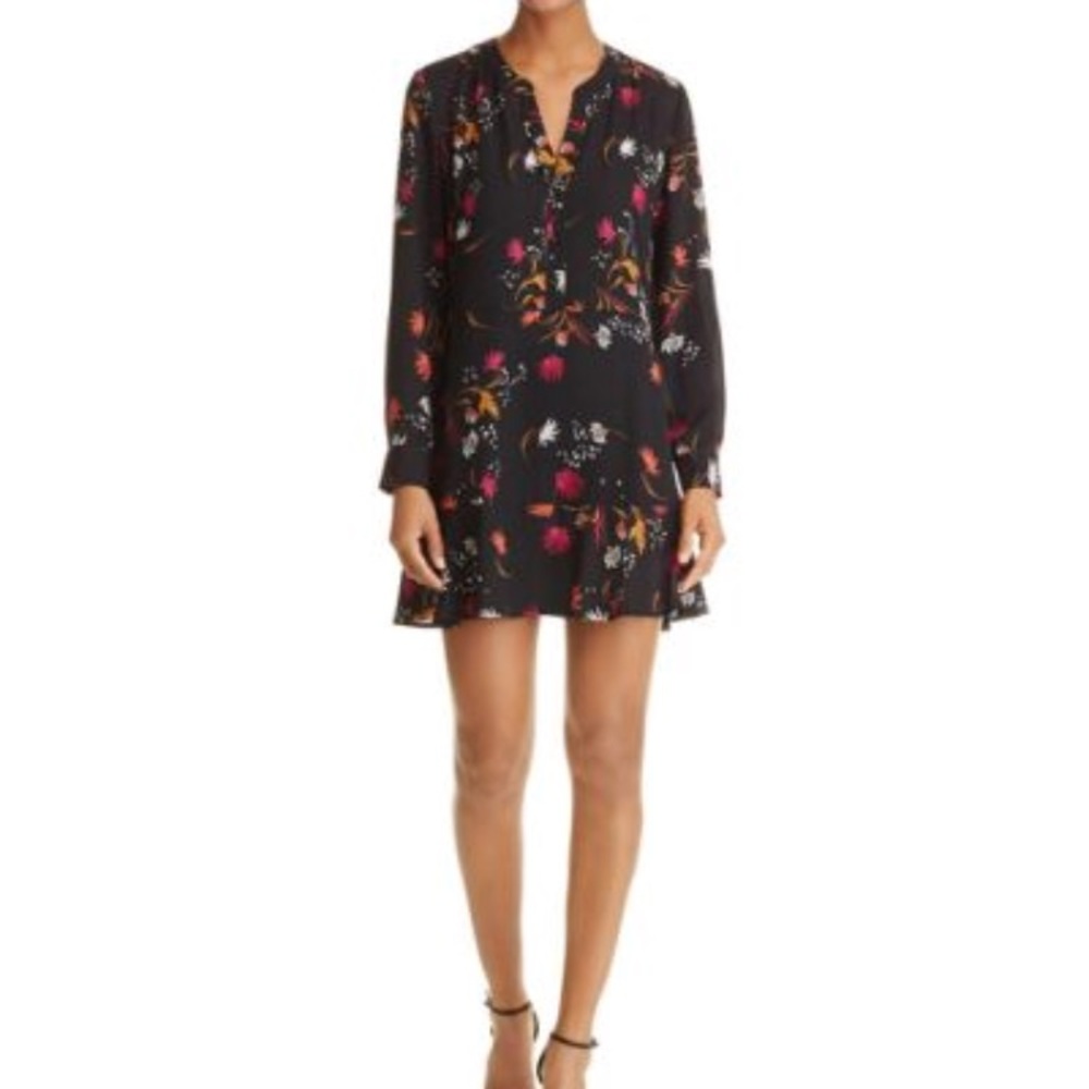 Aqua black floral mini dress